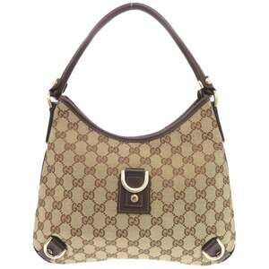 GUCCI Authentic Brown Leather Shoulder Bag